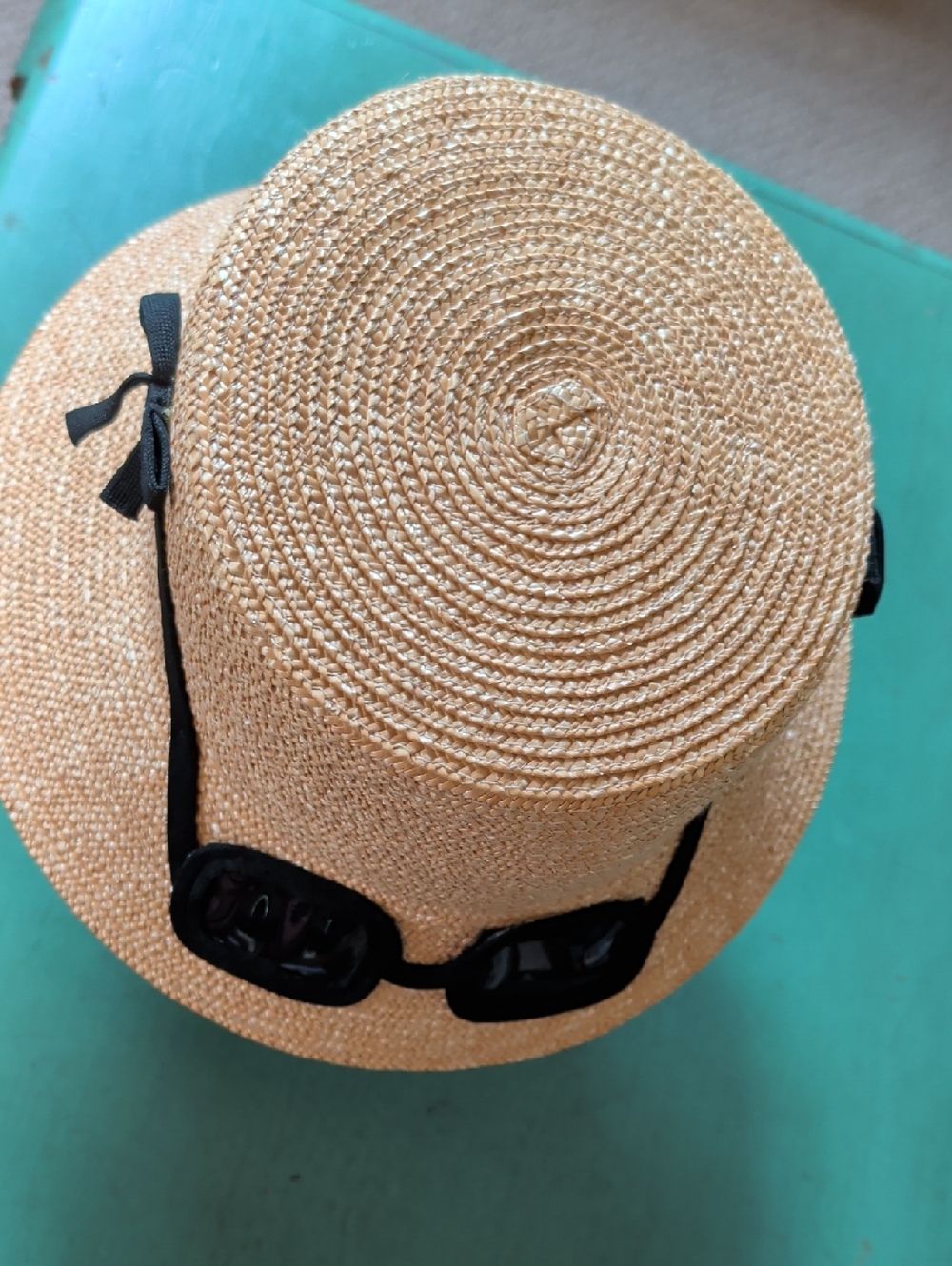 Kate Spade Sunglasses Straw Hat Bucket Summer Beach Tan Hat Black Glasses Iconic - Picture 6 of 16